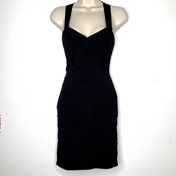 Forever 21 Black CAGE BANDAGE DRESS Strappy Racerback Bodycon S Alt Metal Whimsy - Picture 5 of 6